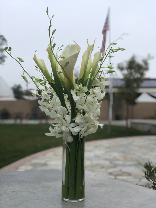 Orchids with Cala lilies just for you